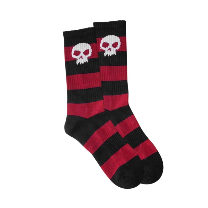 Meia Zero Striped  Skull Crew Socks