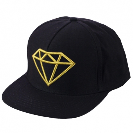 Boné Diamond Rock Logo Snapback - Preto/Dourado